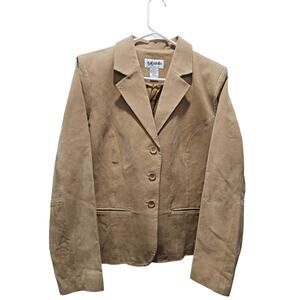 Vintage Bagatelle Leather Blazer Jacket Womens size 16 Brown Suede Neutral Tan